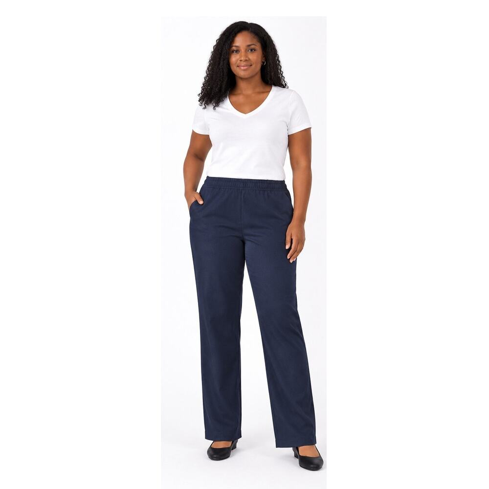 Denim & Co Women’s XL Navy Pull-On Pants Elastic Waist Stretch Straight Leg